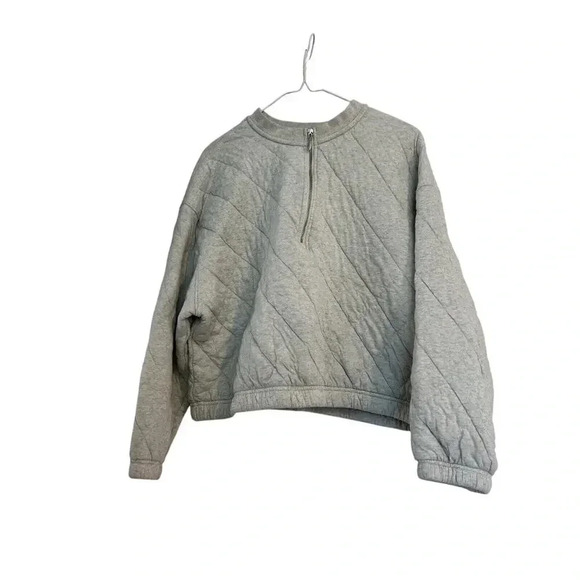 Old Navy Women's Size Xl Gray Cropped Half Zipper Quilted Sweater Extra Large - Picture 1 of 9